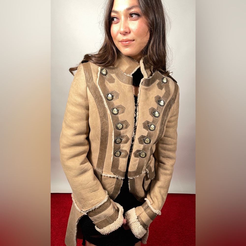 DOLCE & GABBANA RARE VINTAGE shearling  TRENCH 90’s NWT EU42